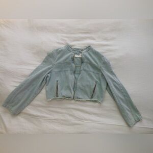 Mustard Seed Light Blue Cropped Jean Jacket